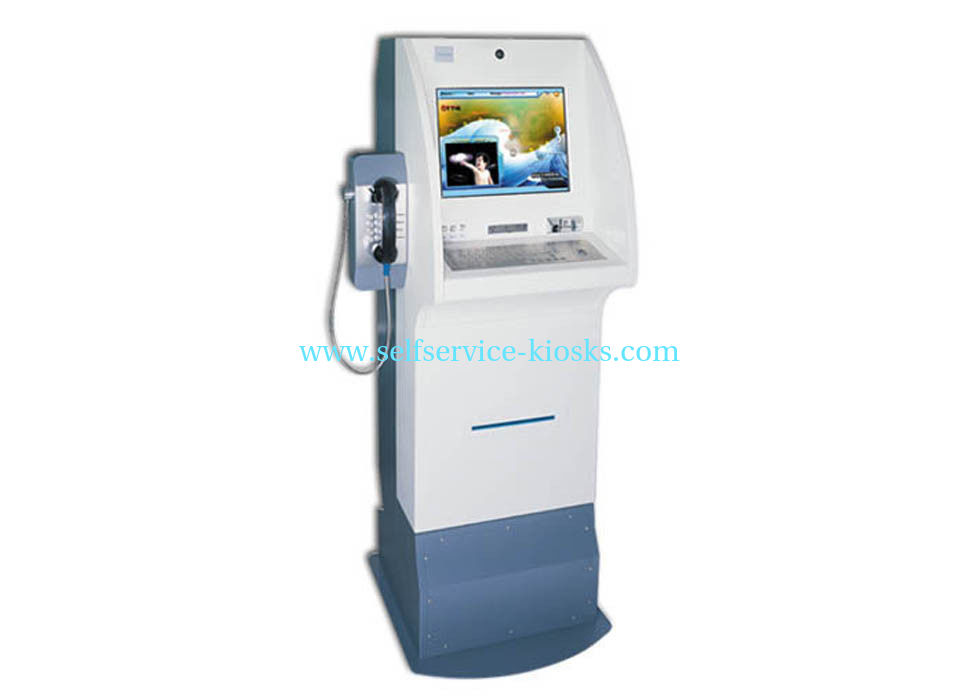 Check Reader And Fingerprint Reader Self Service Kiosk For Internet / Information Access